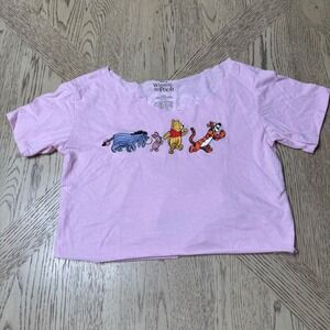 Disney Womens XL‎ Winnie the Pooh Crop Top T Shirt   Friendship Happiness